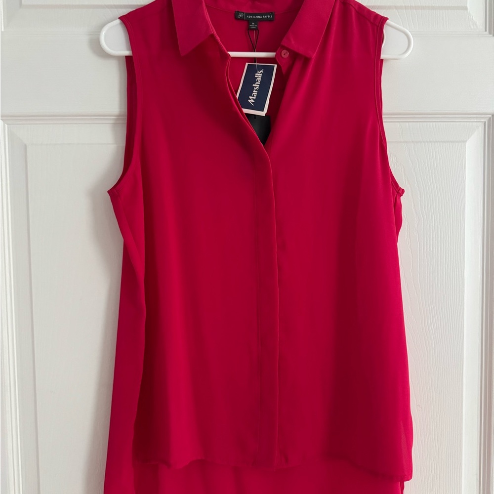 Adrianna Papell Pink Notched Collar Blouse